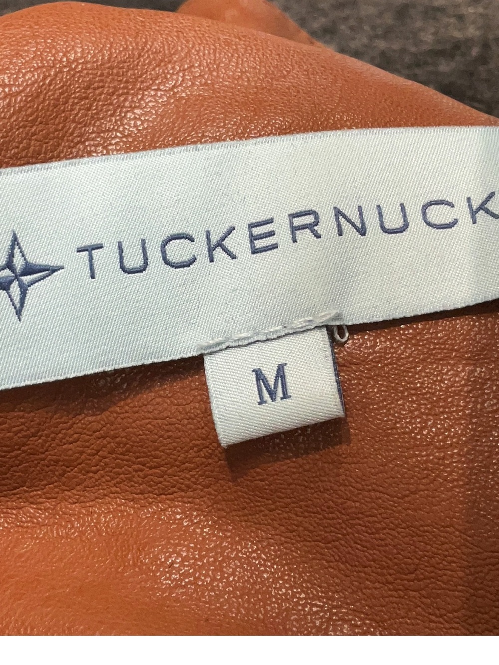 Tuckernuck Cognac Faux Leather Bow Top – Size Medium - Picture 6 of 7